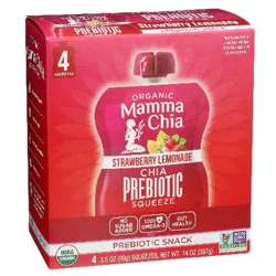 Mamma Chia Organic Strawberry Lemonade Prebiotic Squeeze Snack 4 - 3.5 oz Each