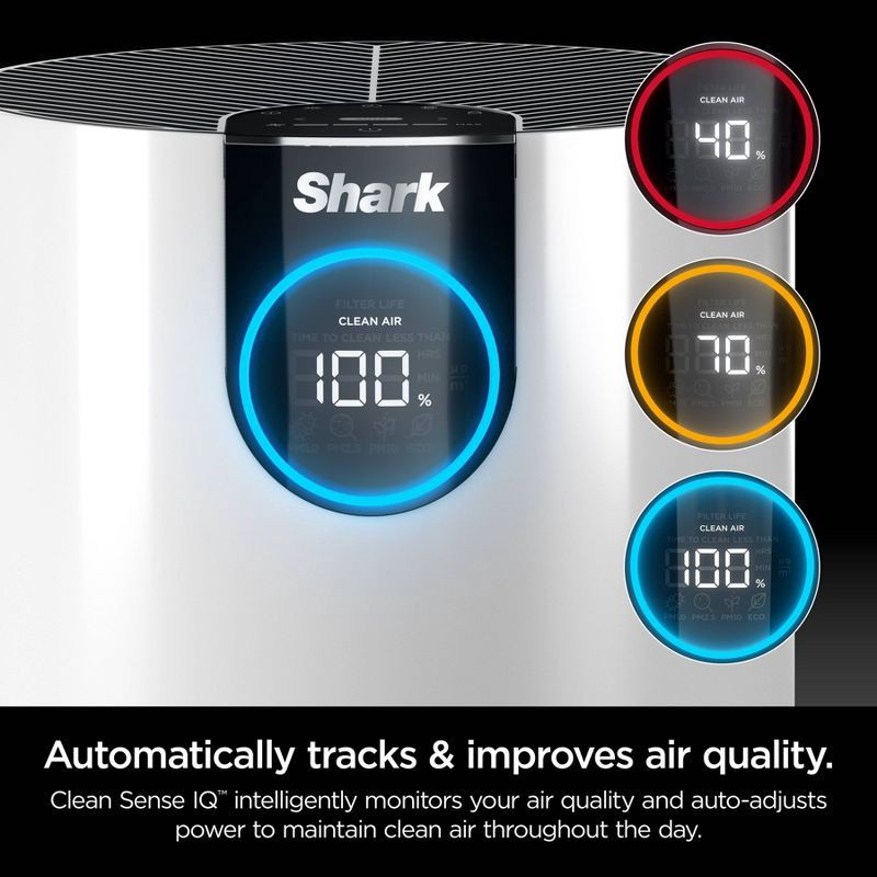 slide 2 of 19, Shark Air Purifier with Nanoseal HEPA, Cleansense IQ, Odor Lock, Cleans up to 500 Sq. Ft, White, HP102, 1 ct