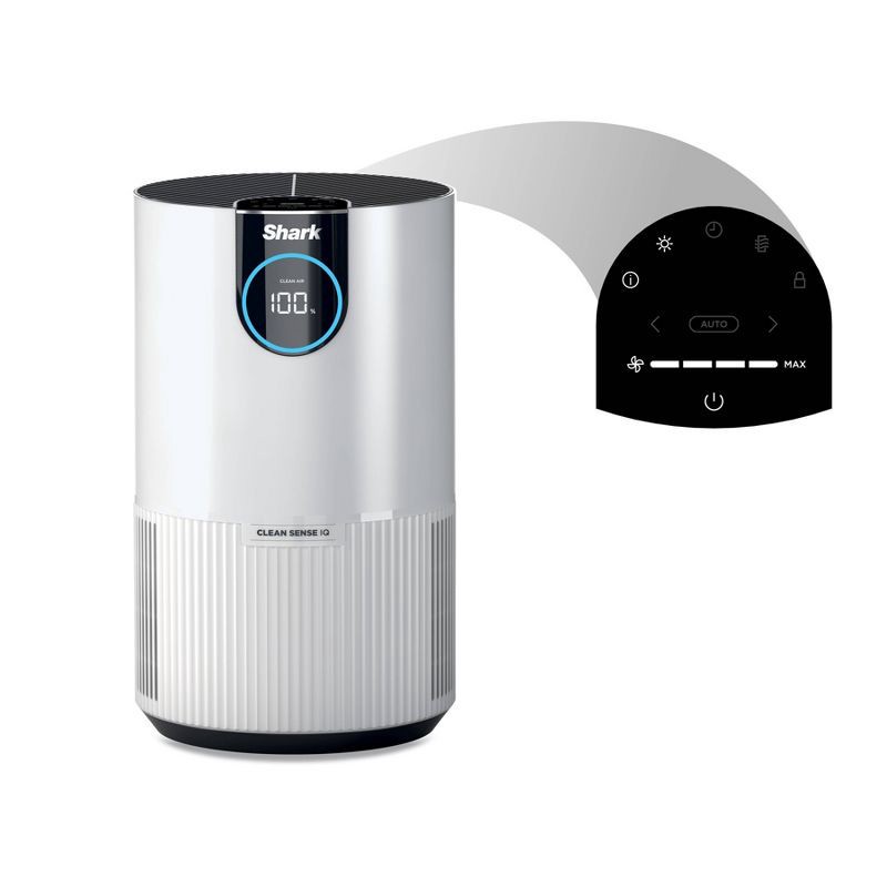 slide 19 of 19, Shark Air Purifier with Nanoseal HEPA Cleansense IQ Odor Lock Cleans up to 500 sq ft White HP102: UL Listed, True HEPA, 2-Year Warranty, 500 sq ft