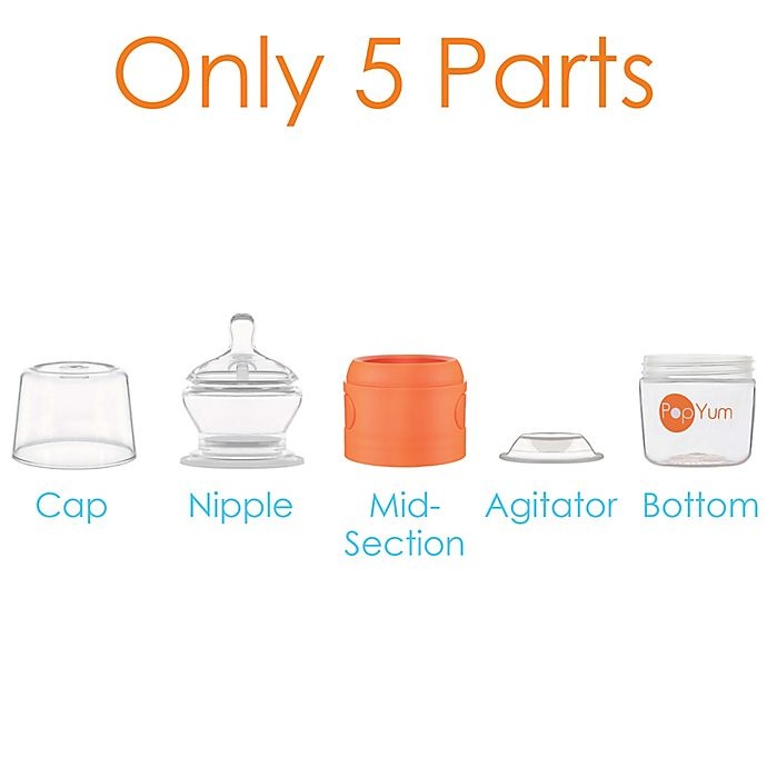 slide 4 of 8, PopYum Anti-Colic Wide Neck Slow Flow Formula Making Bottle - Orange, 5 oz