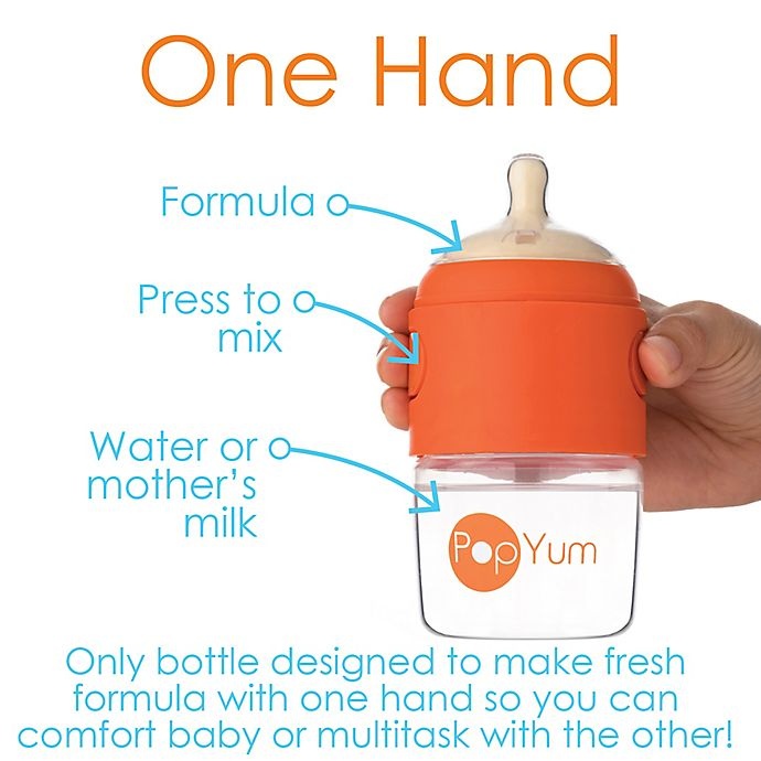 slide 7 of 8, PopYum Anti-Colic Wide Neck Slow Flow Formula Making Bottle - Orange, 5 oz