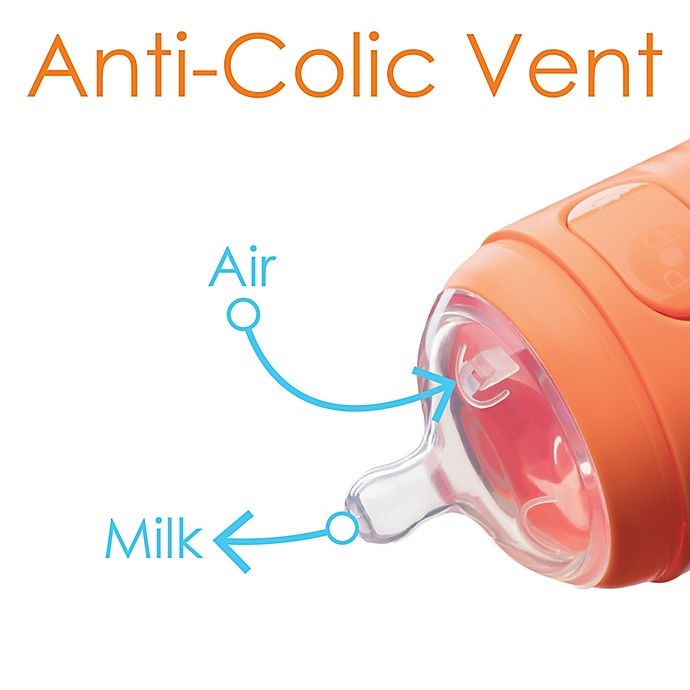 slide 8 of 8, PopYum Anti-Colic Wide Neck Slow Flow Formula Making Bottle - Orange, 5 oz