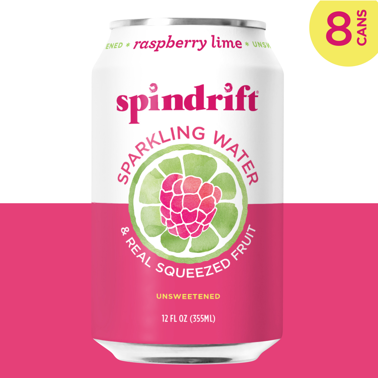 slide 4 of 4, Spindrift Raspberry Lime Sparkling Water- 8 ct; 12 fl oz, 8 ct; 12 fl oz