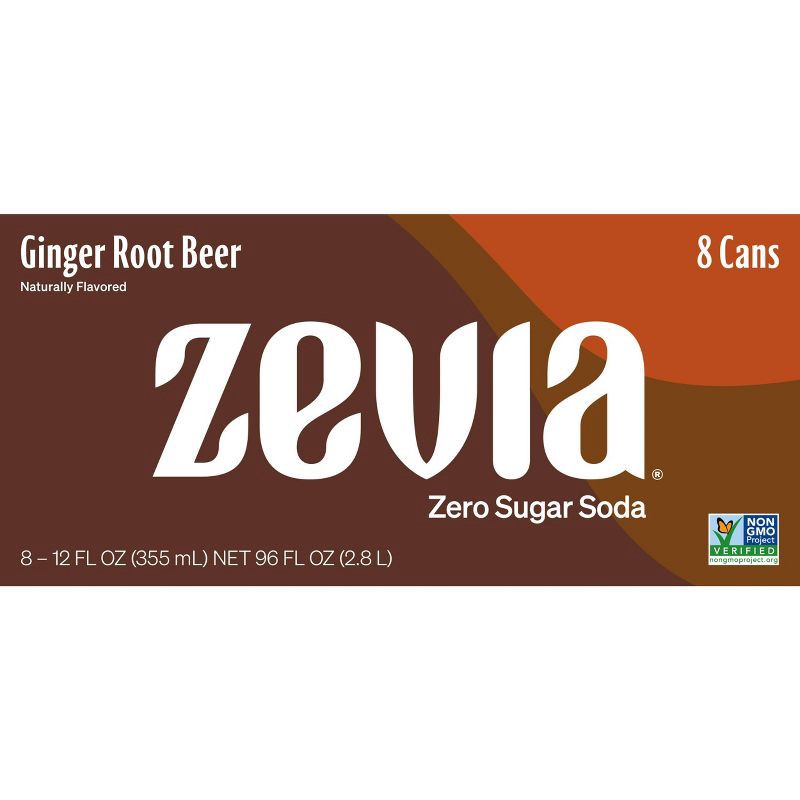 slide 4 of 4, Zevia Ginger Root Beer Zero Calorie Soda - 8pk/12 fl oz Cans, 8 ct; 12 fl oz