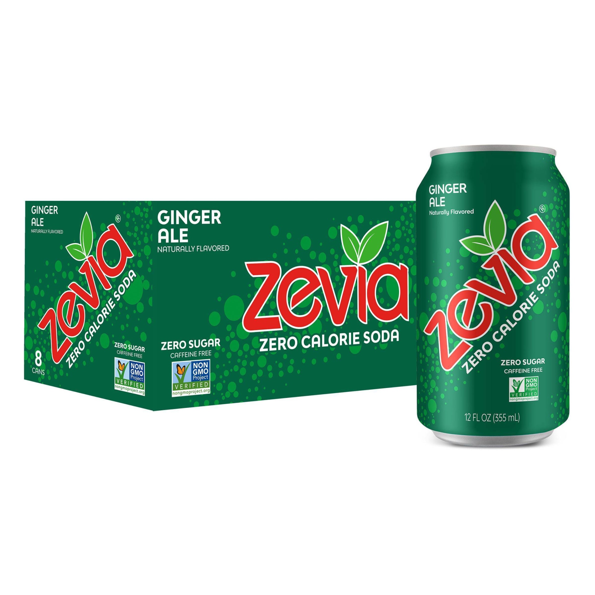 slide 1 of 4, Zevia Ginger Ale Zero Calorie Soda - 8pk/12 fl oz Cans, 8 ct; 12 fl oz