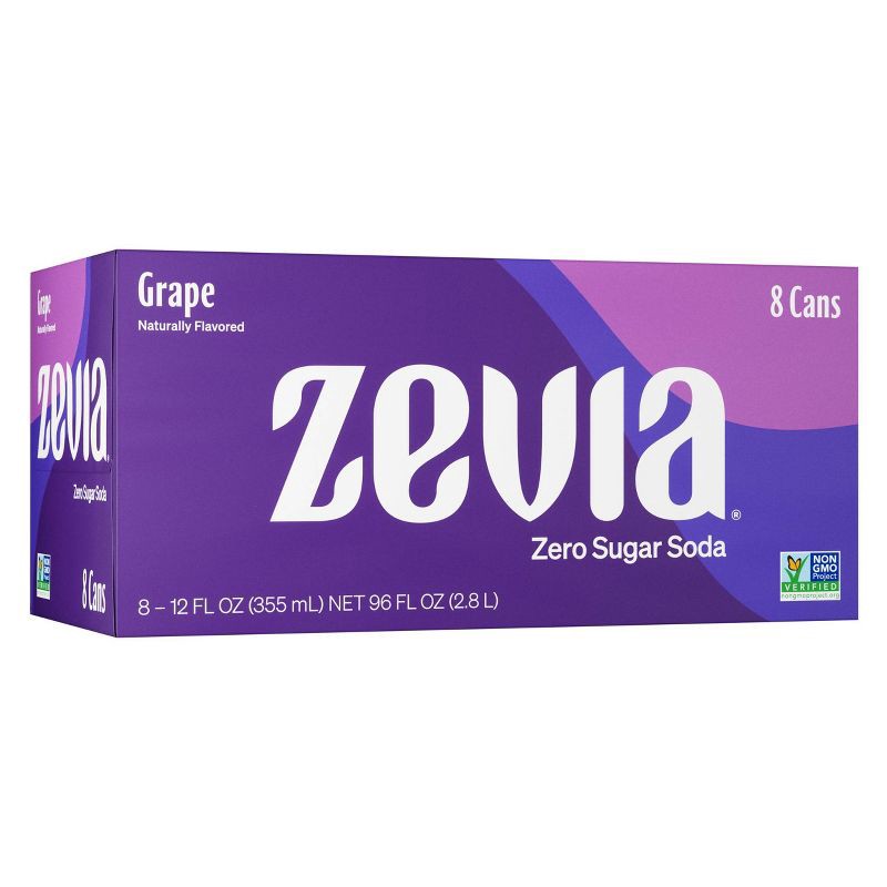 slide 1 of 1, Zevia Grape Zero Calorie Soda - 8pk/12 fl oz Cans, 8 ct; 12 fl oz