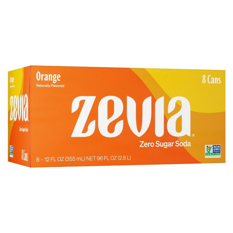 slide 1 of 4, Zevia Orange Zero Calorie Soda - 8pk/12 fl oz Cans, 8 ct; 12 fl oz