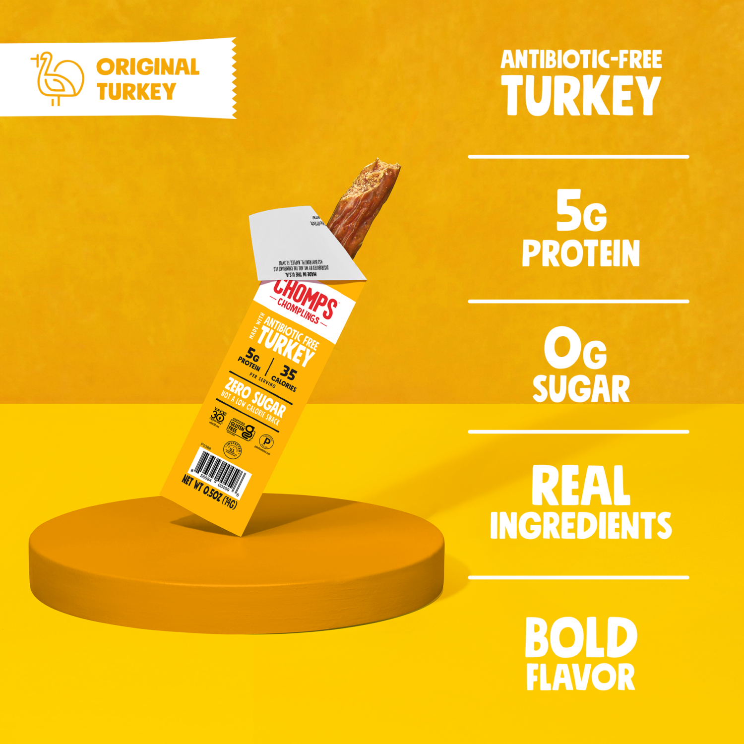 slide 3 of 4, Chomps CHOMPLINGS Original Turkey Mini Meat Sticks, 6 Count, 6 ct