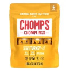 Chomps CHOMPLINGS Original Turkey Mini Meat Sticks, 6 Count
