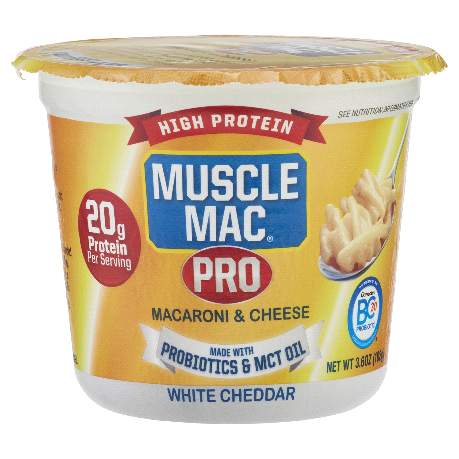 slide 1 of 1, Muscle Mac High Protein Pro White Cheddar Macaroni & Cheese - 3.6 oz, 3.6 oz