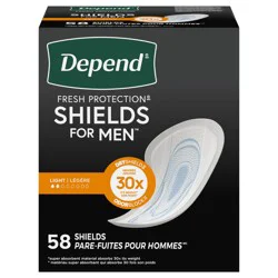 Depend Shields Incontinence Pads for Men, Light Absorbency, 58 Count