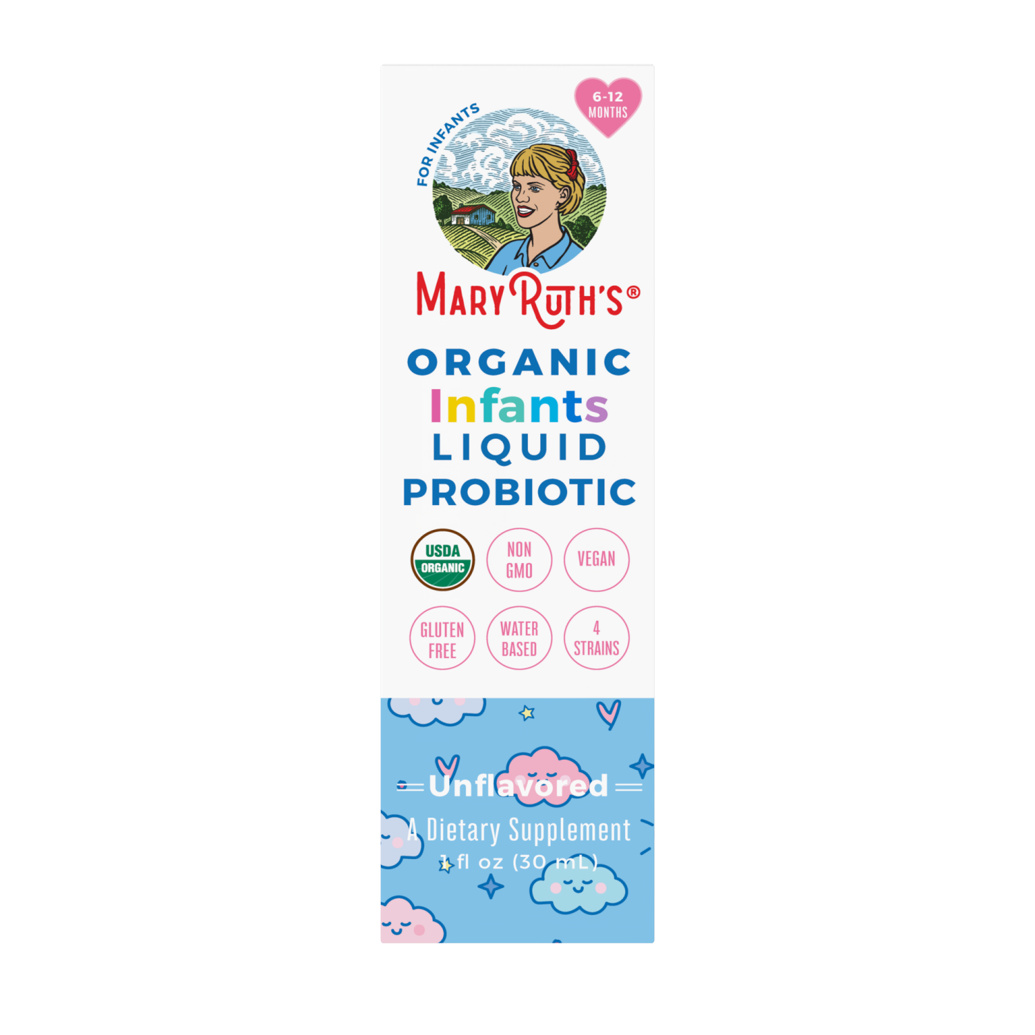 slide 6 of 7, MaryRuth's Organic 6-12 Months Infant Unflavored 100 Million CFU Liquid Probiotic 1 fl oz, 1 fl oz