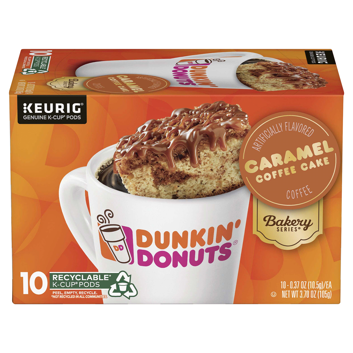 slide 1 of 1, Dunkin' Caramel Me Crazy Coffee, K-Cup Pods for Keurig K-Cup Brewers, Medium Roast Coffee, 10-Count, 