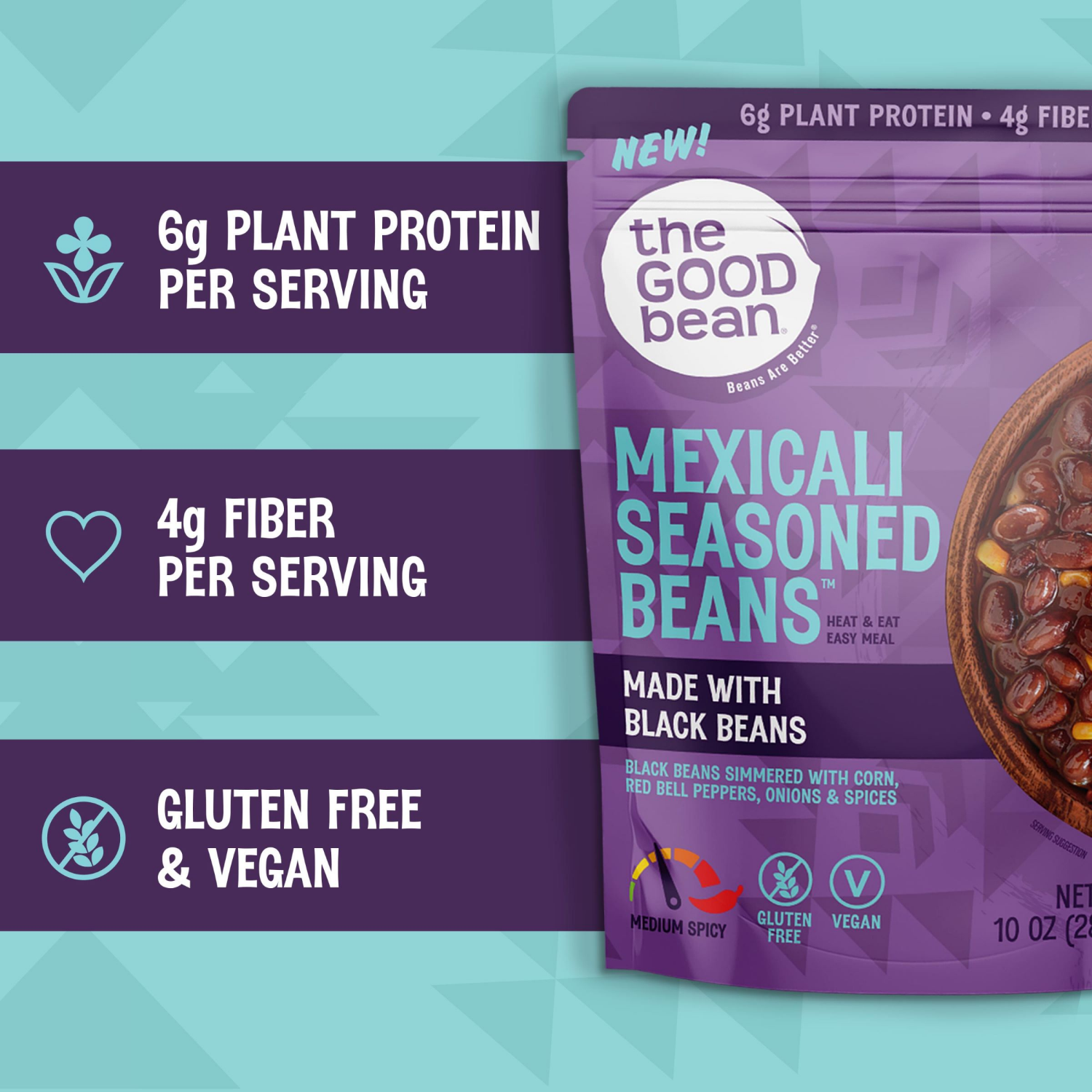 slide 5 of 5, The Good Bean® Mexicali Seasoned Beans™ Heat and Eat Pouch, 10 oz