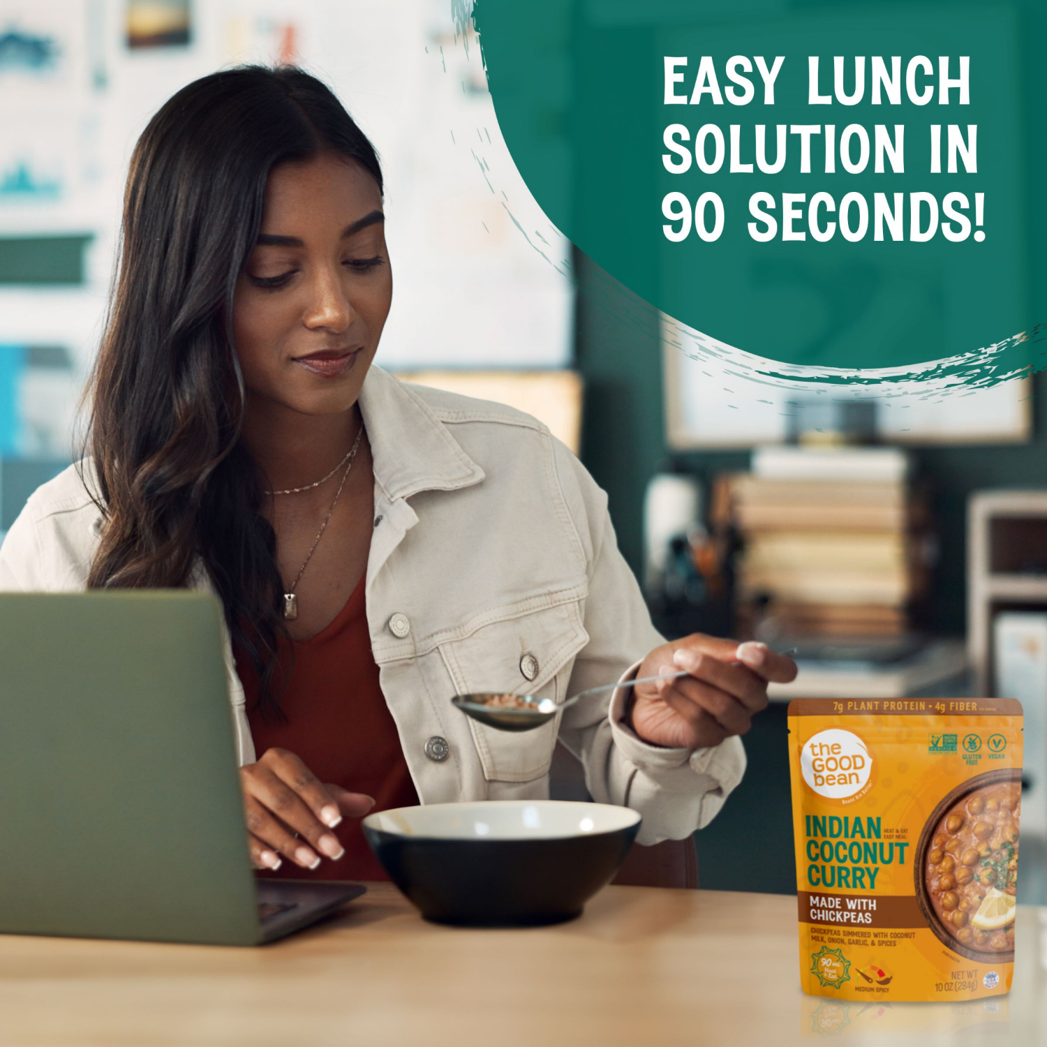 slide 5 of 8, The Good Bean Heat & Eat Indian Coconut Curry 10oz, 10 oz