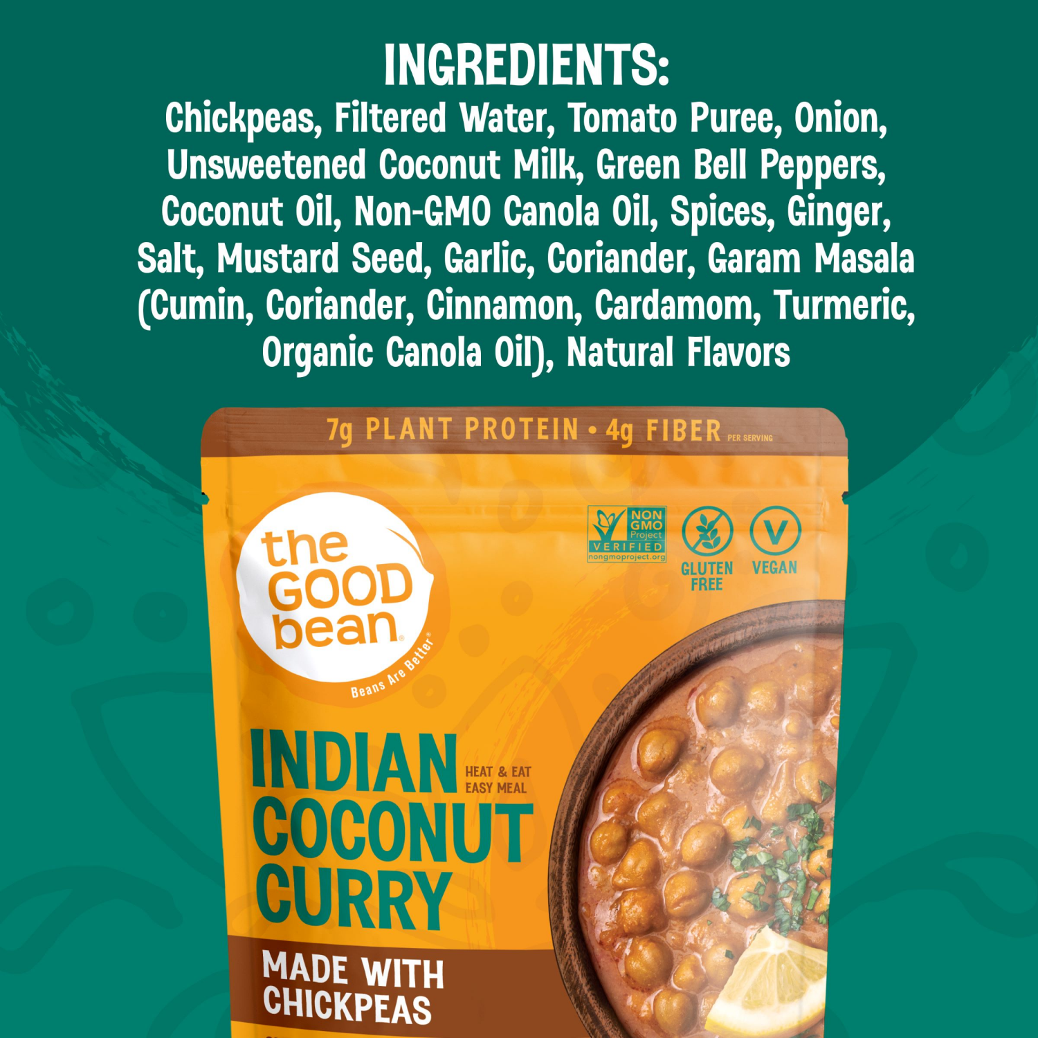 slide 6 of 8, The Good Bean Heat & Eat Indian Coconut Curry 10oz, 10 oz