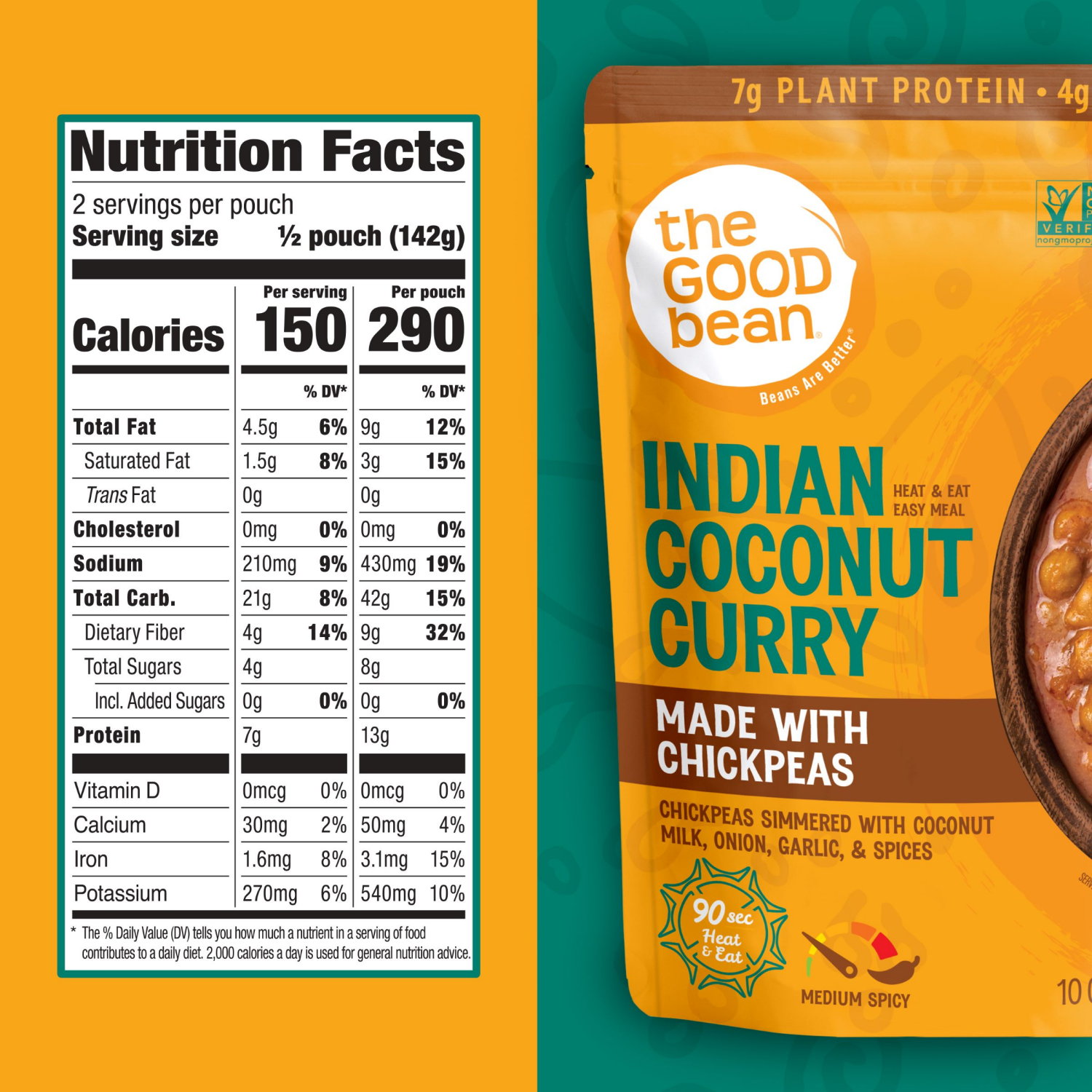 slide 7 of 8, The Good Bean Heat & Eat Indian Coconut Curry 10oz, 10 oz