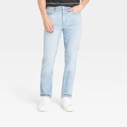 Men's Slim Fit Jeans - Goodfellow & Co™ Light Blue 38x32: Heavyweight Twill, Mid Rise, Stretch, Patch Pocket