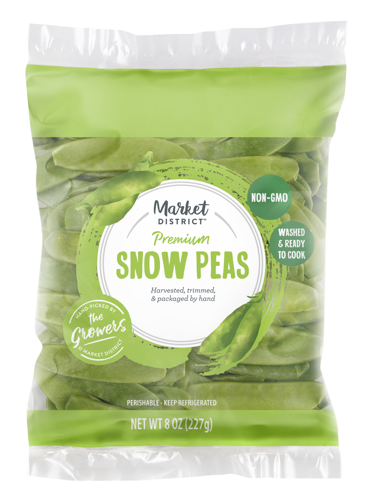 slide 1 of 1, Market District Sweet Crisp Snow Peas, 8 oz