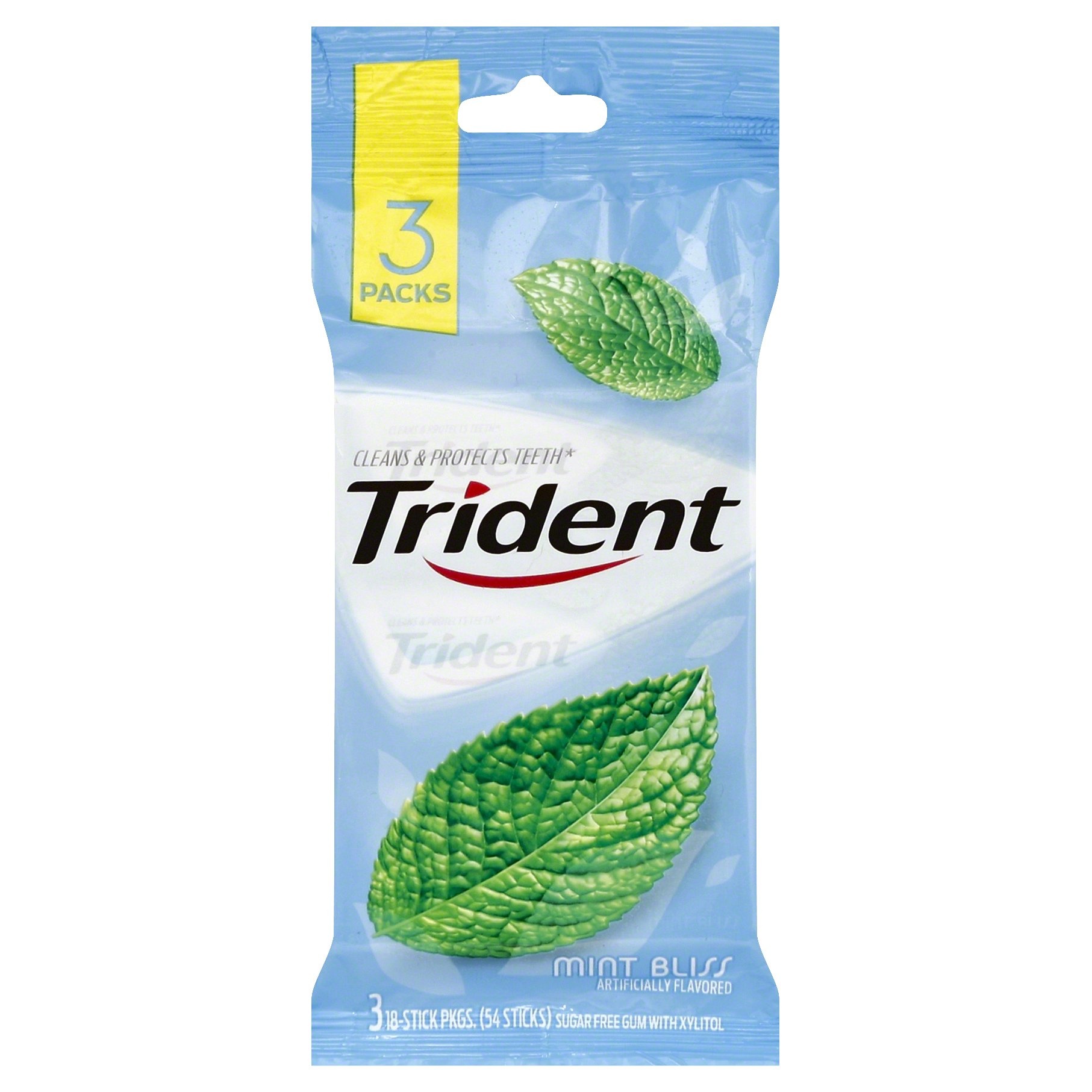 slide 1 of 1, Trident Mint Bliss Sugar-Free Gum, 3 ct