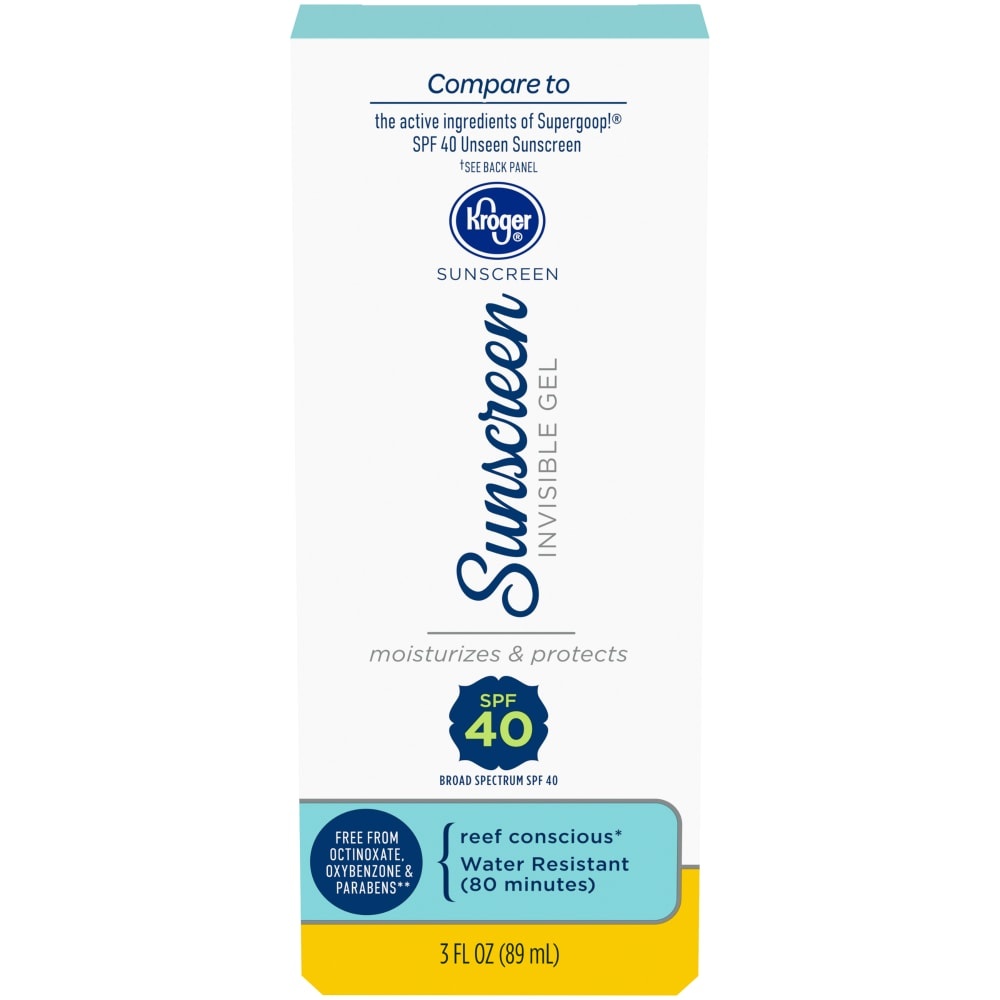 slide 1 of 1, Kroger\U00Ae Sunscreen Invisible Gel Spf40, 3 oz