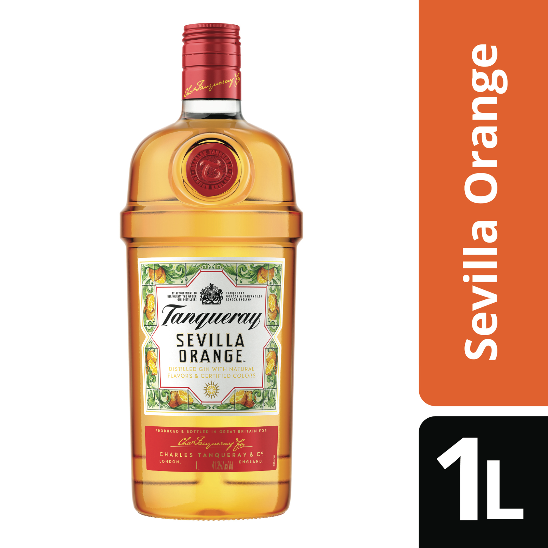 slide 2 of 4, Tanqueray Sevilla Orange (Distilled Gin with Natural Flavors and Certified Colors) 1 L, 1 liter