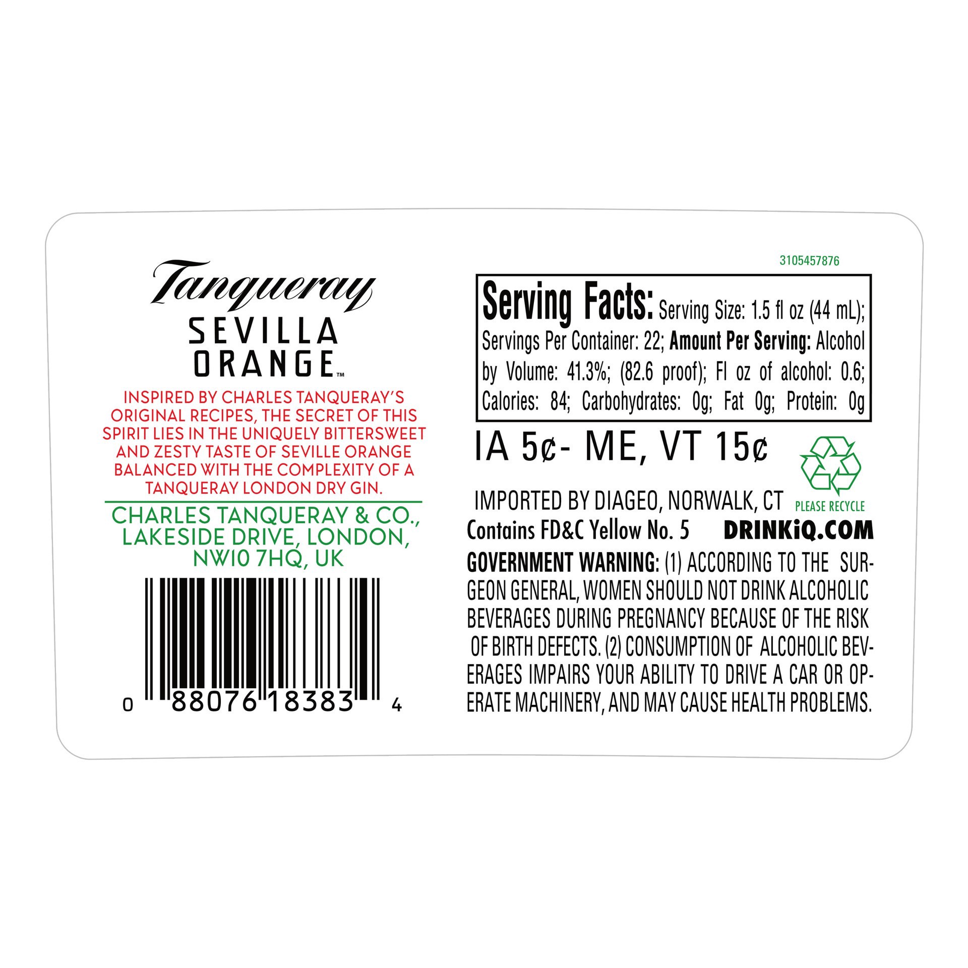 slide 4 of 4, Tanqueray Sevilla Orange (Distilled Gin with Natural Flavors and Certified Colors) 1 L, 1 liter