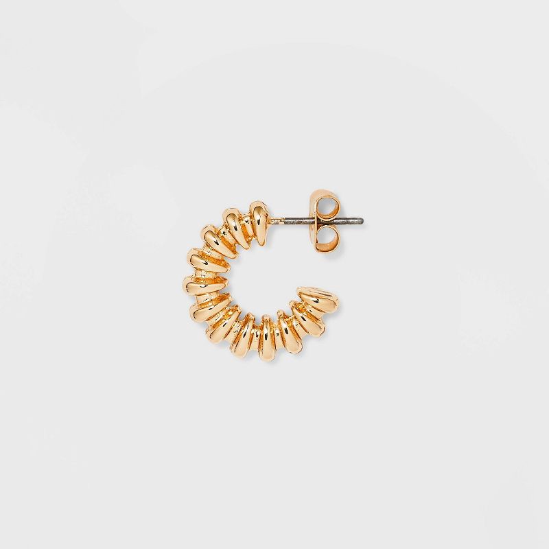 slide 2 of 6, Textured Hoop Trio Earring Set 3pc - Wild Fable™ Gold: Glass & Nickel-Free Metal, Zinc Alloy, 3 ct