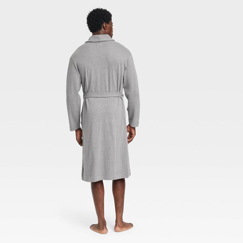 slide 2 of 2, Men's Knit Robe - Goodfellow & Co™ Gray S/M: Lightweight French Terry, Relaxed Fit, Belt Loops, 1 ct