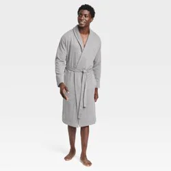 Men's Knit Robe - Goodfellow & Co™ Gray S/M: Lightweight French Terry, Relaxed Fit, Belt Loops