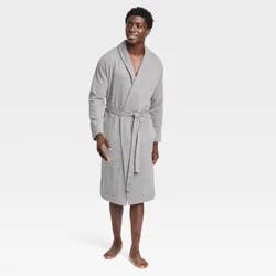 Men's Knit Robe - Goodfellow & Co™ Gray S/M: Lightweight French Terry, Relaxed Fit, Belt Loops