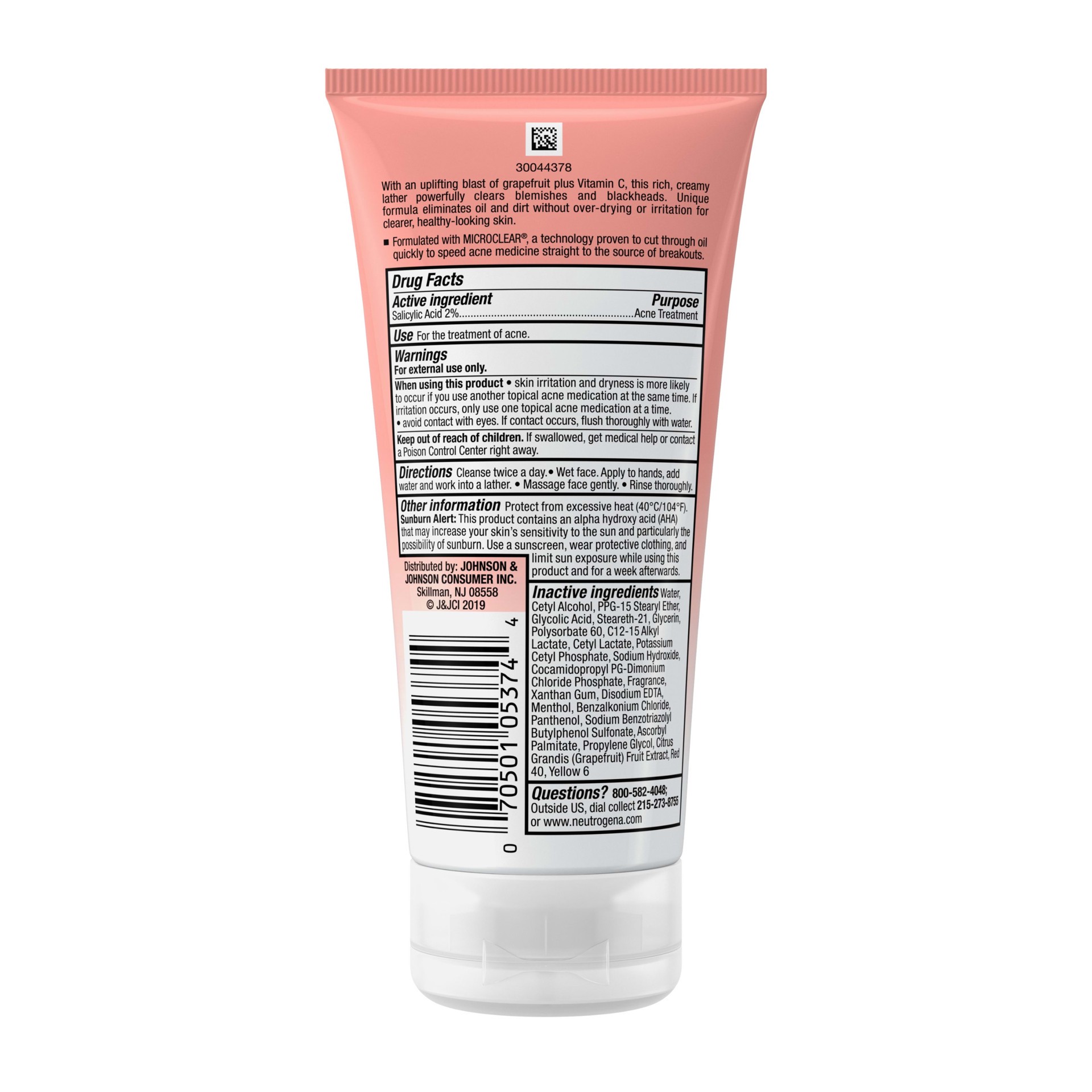 slide 3 of 5, NEUTROGENA Oil-Free Acne Wash Pink Grapefruit Cream Cleanser, 6 Oz, 6 fl oz