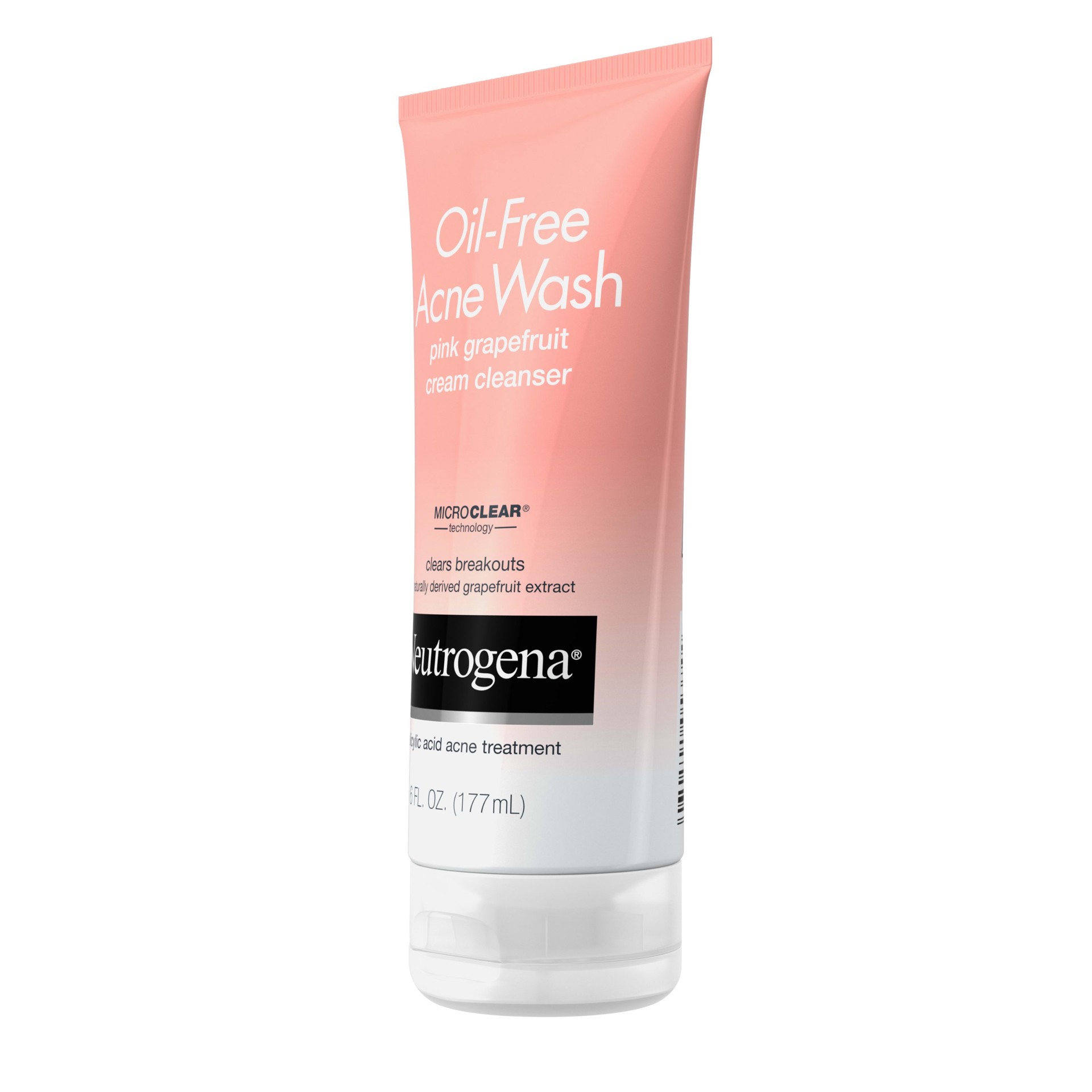 slide 4 of 5, NEUTROGENA Oil-Free Acne Wash Pink Grapefruit Cream Cleanser, 6 Oz, 6 fl oz