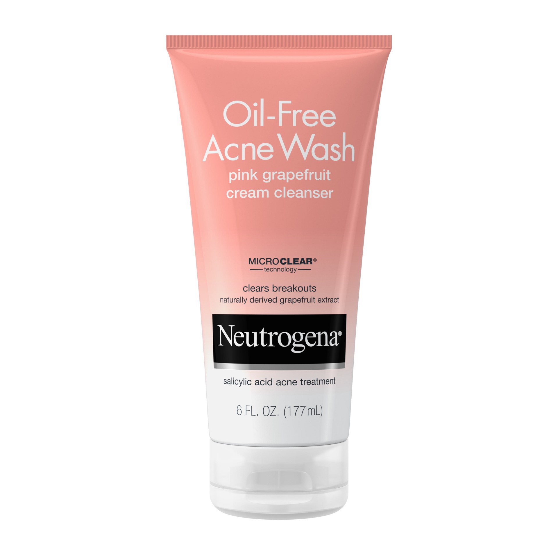 slide 1 of 5, NEUTROGENA Oil-Free Acne Wash Pink Grapefruit Cream Cleanser, 6 Oz, 6 fl oz