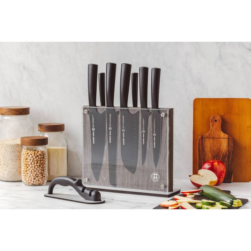 slide 3 of 6, Schmidt Bros Cutlery 9pc Jet Black Series Knife Block Set: Stainless Steel Blades & Handles, Includes Sharpener, 9 ct
