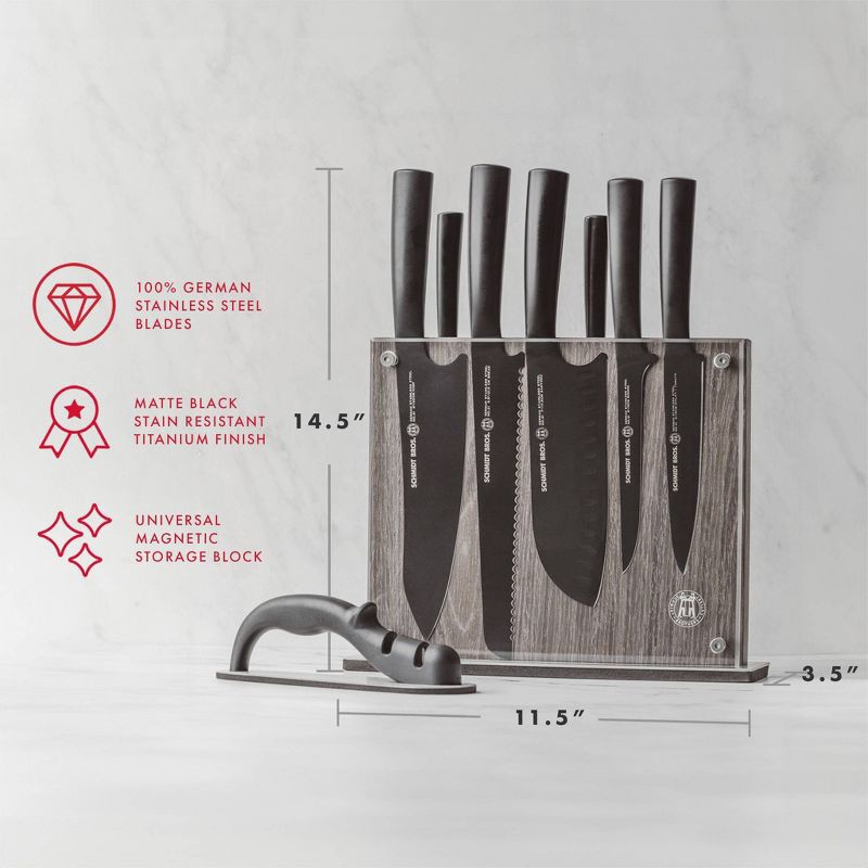 slide 5 of 6, Schmidt Bros Cutlery 9pc Jet Black Series Knife Block Set: Stainless Steel Blades & Handles, Includes Sharpener, 9 ct