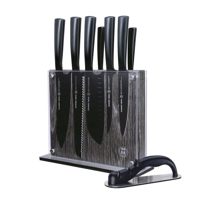 slide 1 of 6, Schmidt Bros Cutlery 9pc Jet Black Series Knife Block Set: Stainless Steel Blades & Handles, Includes Sharpener, 9 ct