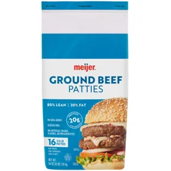 Meijer Frozen 80/20 Beef Burger Patties, 64 Oz