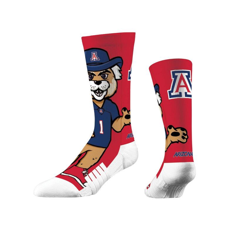 slide 1 of 1, NCAA Arizona Wildcats Adult Mascot Crew Socks - One Size, 1 ct
