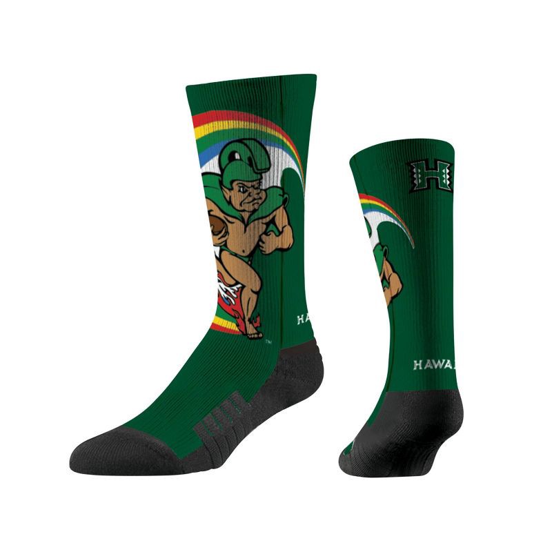 slide 1 of 1, NCAA Hawaii Rainbow Warriors Adult Mascot Crew Socks - One Size, 1 ct