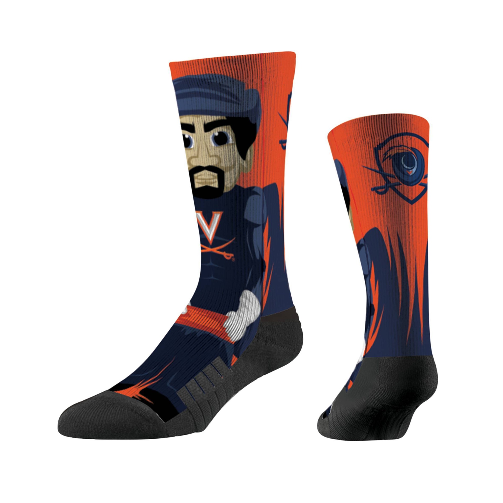 slide 1 of 2, NCAA Virginia Cavaliers Adult Mascot Crew Socks - One Size, 1 ct