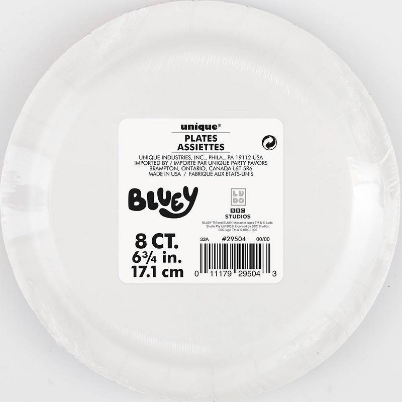 slide 3 of 3, Bluey 7" 8ct Paper Party Snack Plates, 8 ct