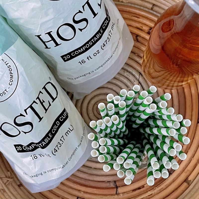 slide 4 of 5, Hosted Compostable Printed Paper Straws - 50ct, 50 ct