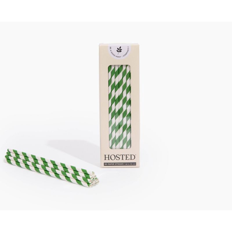 slide 1 of 5, Hosted Compostable Printed Paper Straws - 50ct, 50 ct