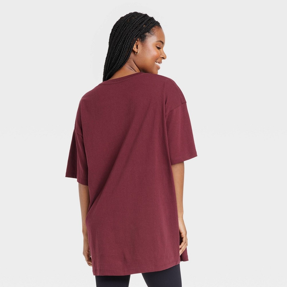 slide 2 of 4, Women's Def Leppard Short Sleeve Graphic T-Shirt Dress - Maroon S/M, 1 ct