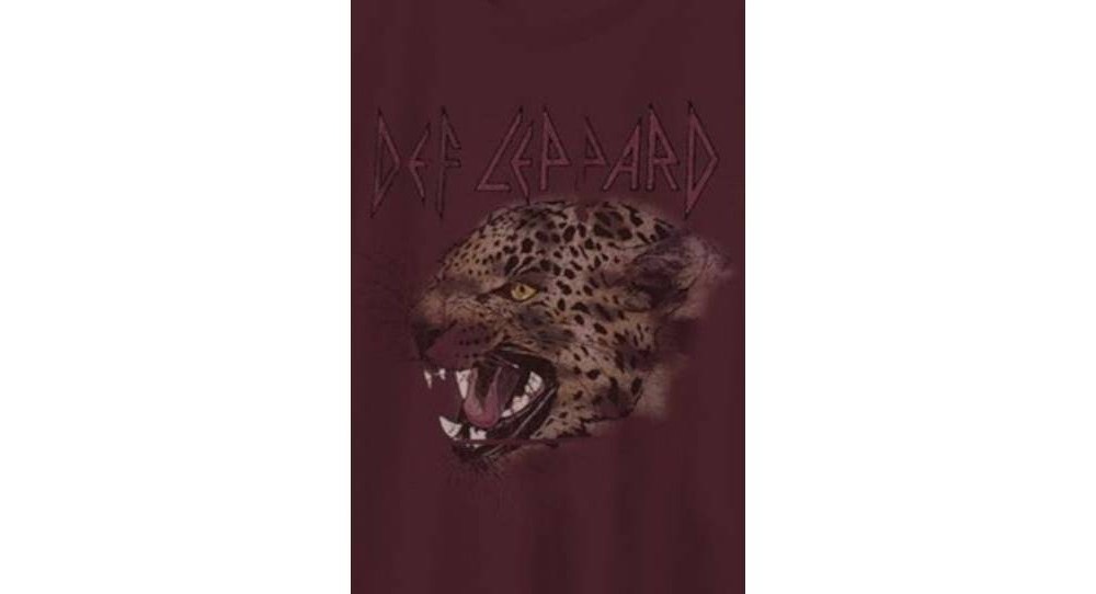 slide 4 of 4, Women's Def Leppard Short Sleeve Graphic T-Shirt Dress - Maroon S/M, 1 ct