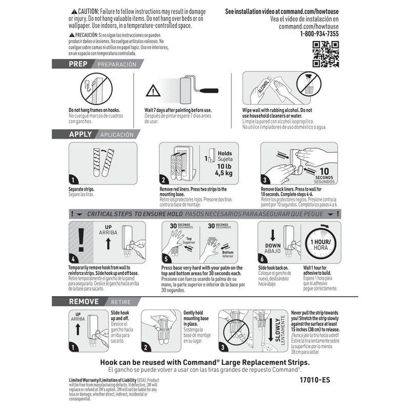 slide 2 of 12, Command 10lb Extra Large Hooks, 10 lb