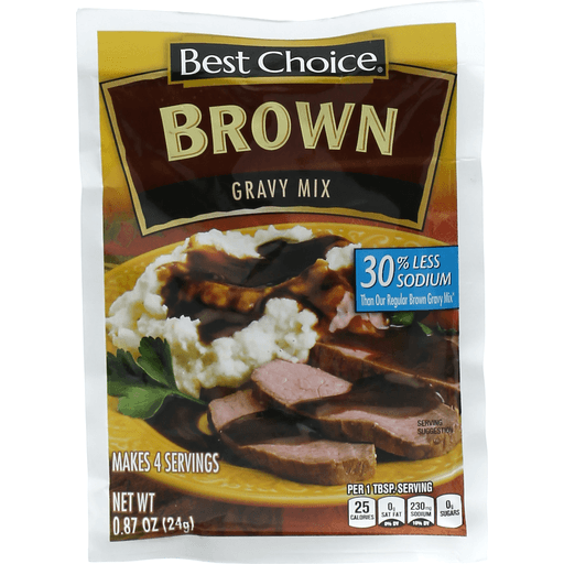 slide 1 of 1, Best Choice Lower Sodium Brown Gravy Mix, 0.87 oz