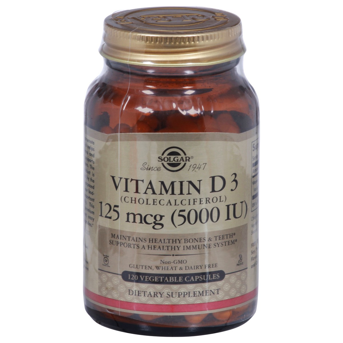 slide 1 of 9, Solgar 125 mcg Vitamin D3 120 Vegetable Capsules, 120 ct