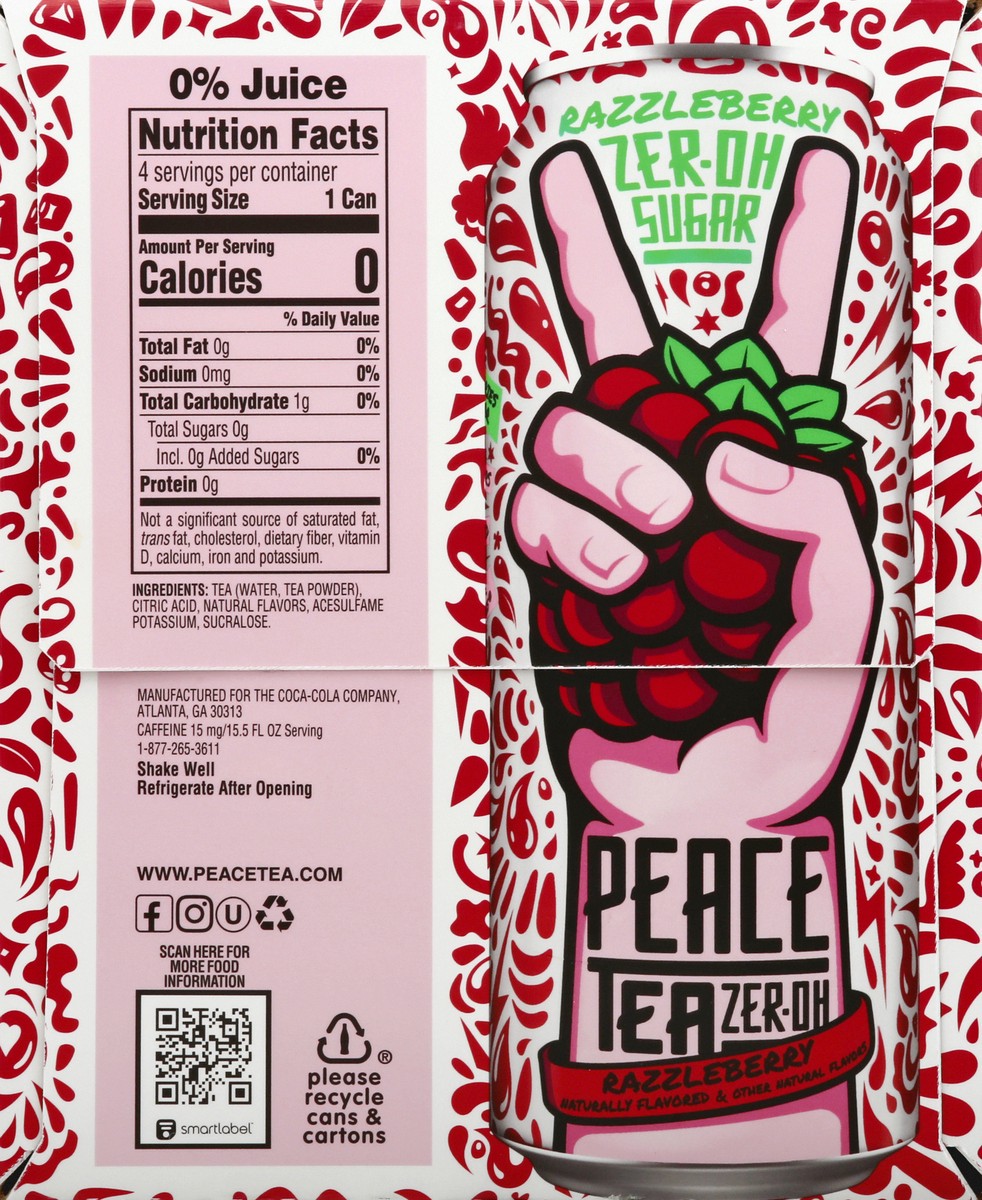 slide 5 of 10, Peace Tea Zer-Oh Sugar Razzleberry Tea - 4 ct, 4 ct